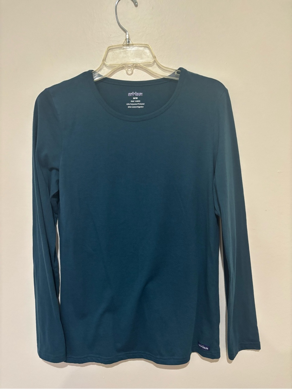 Sivvan Long Sleeve Crewneck Top in Deep Teal Blue medium